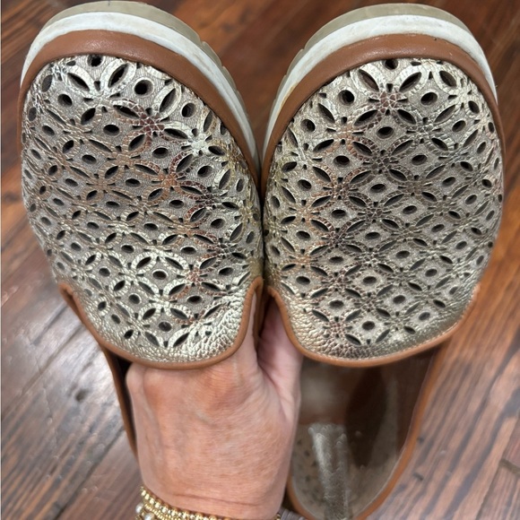 Spring Step Latiste Tulisa Gold Metallic Leather Loafer Flat Sz 39 Handmade - Picture 6 of 8